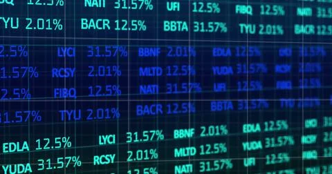 Composition of financial data processing on black background Stock Photos