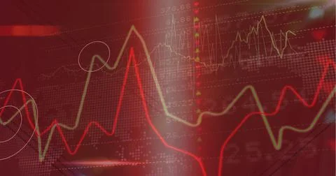 Composition of financial data processing over stock exchange readings Stock Illustration