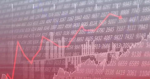 Composition of financial data processing over stock exchange readings Stock Illustration
