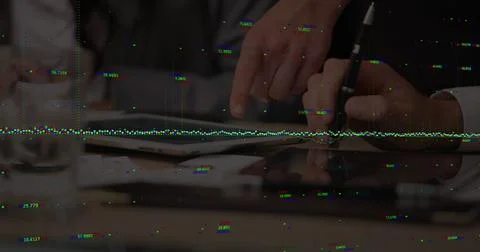 Composition of financial data processing over diverse business people using Stockfoto's