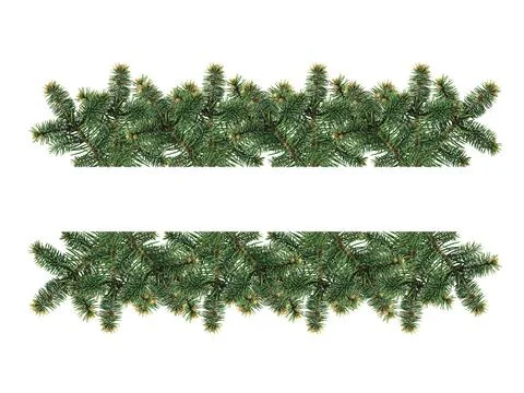 Composition of fir branches on a white background. Christmas design element. Foto stock
