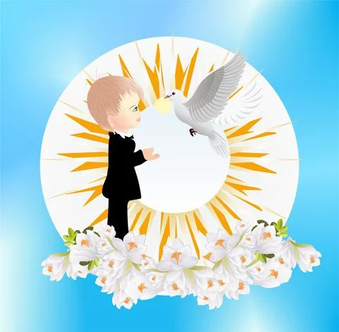 Composition for the first holy communion, Stock Illustration
