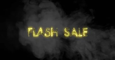 Composition of flash sale text over smoke on black background Stock Illustration