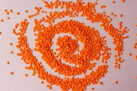 Composition flat lay of Raw lentils in form of galaxy Stock Photos