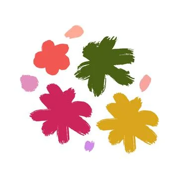 Composition flowers abstract isolated on white background. Modern plant graph Stock Illustration