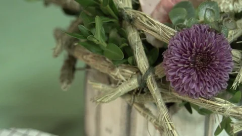 Composition of flowers in an unusual beautiful design Stock Footage 123684865