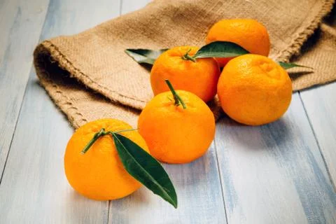 Composition of fresh mandarins Stock Photos