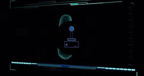 Composition of gamepad icon and data processing on black background Stock Illustration