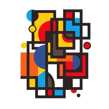 Composition of Geometric Shapes, Including Squares, Rectangles, and Circles.. Stockillustratie