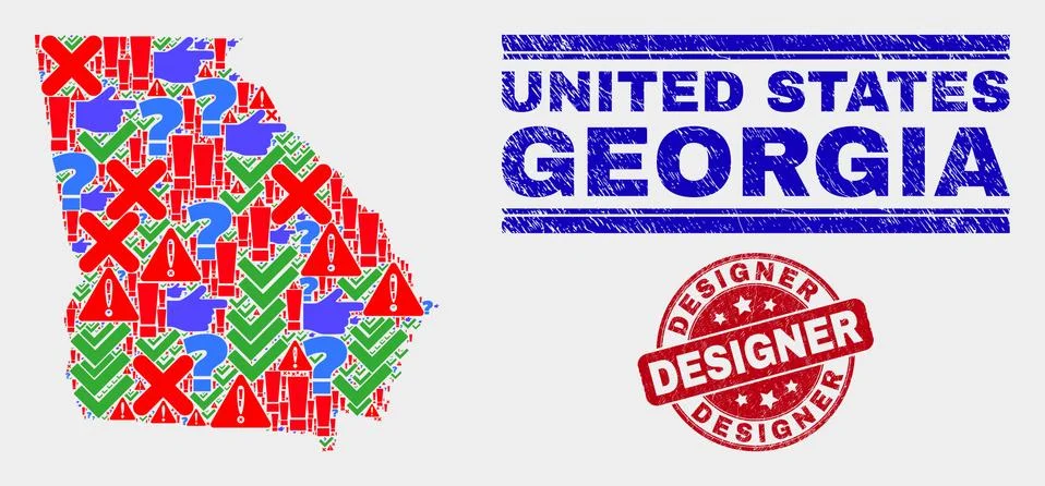Composition of Georgia State Map Symbol Mosaic and Grunge Designer Watermark Stockillustratie