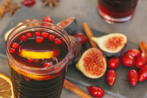 Composition with Glass of glint wine on table close up Stock Photos