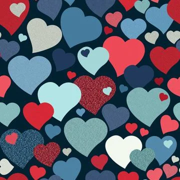 Composition of glittering hearts. Seamless repeating pattern. Stock Illustration