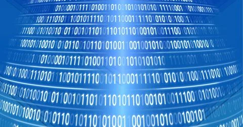 Composition of globe formed with binary coding over blue background 스톡 일러스트