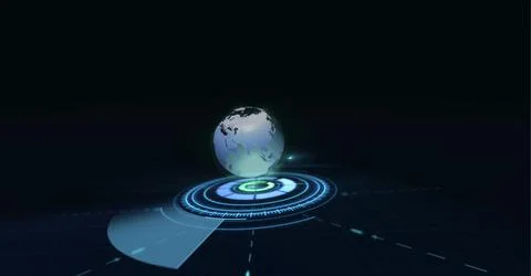 Composition of globe over scope scanning on black background Stock Illustration