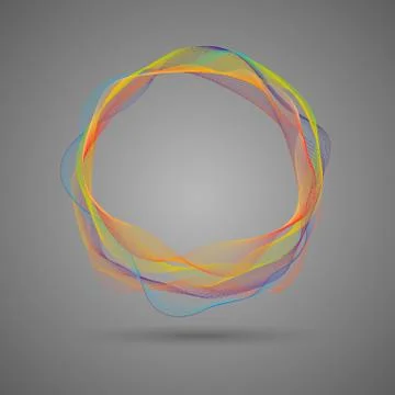 Composition of glowing abstract blend circle multicolored lines on a grey Stock Illustration