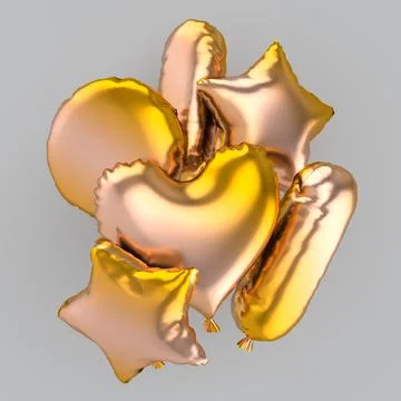 Composition of gold balloons of different shapes Stock Illustration