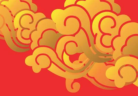 Composition of gold chinese pattern on red background Ilustración de archivo