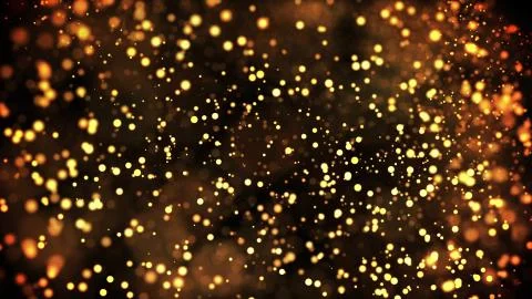 Composition of gold particles with a depth of field 3d render イラスト素材