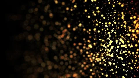 Composition of gold particles with a depth of field 3d render Stock Illustration