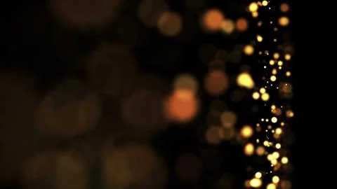 Composition of gold particles with a depth of field 3d render Illustrazione stock