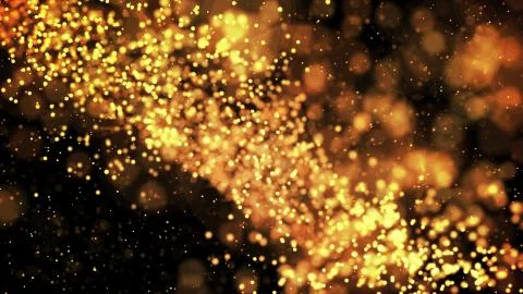 Composition of gold particles with a depth of field 3d render イラスト素材