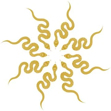 Composition of golden snake pattern on white background イラスト素材