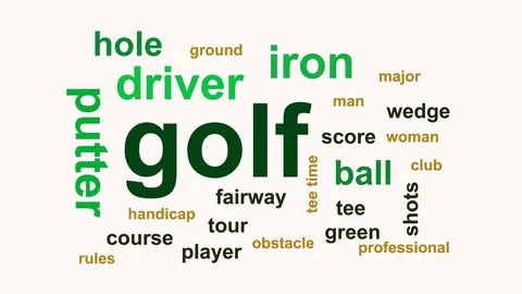 Composition of golf words in  a white background Stock Footage 73537027