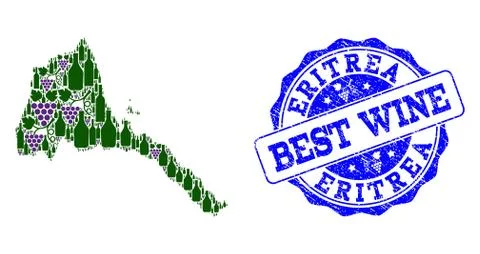 Composition of Grape Wine Map of Eritrea and Best Wine Stamp Stock Illustration