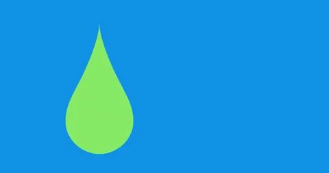 Composition of green drop symbol and copy space over blue background Ilustração Stock
