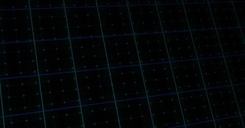 Composition of grid with blue lines on black background Ilustração Stock