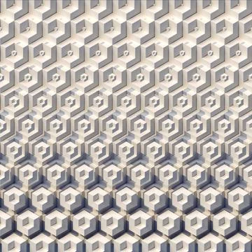 Composition from a grid of cubes in orthogonal projection. 3d rendering Stock Illustration
