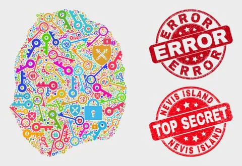 Composition of Guard Nevis Island Map and Distress Error Watermark Stock Illustration