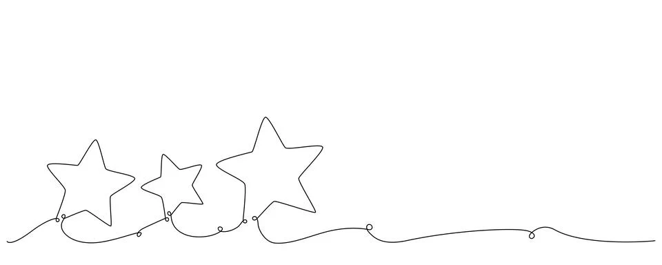 Composition of hand drawing continues one single line stars. Vector stock Stock Illustration
