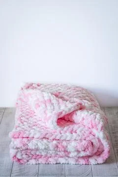 Composition with hand-knitted plaid, the concept Stock Photos