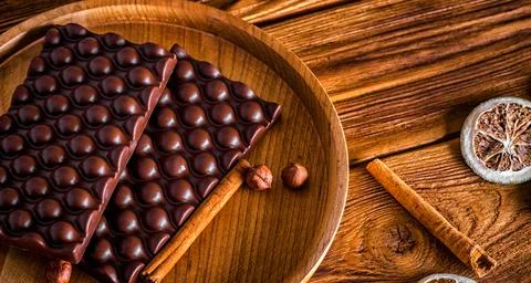 Composition handmade chocolates in the style of Raffaello Stock Photos