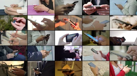 Composition of hands typing messagge on mobile phone Stock Footage 67539189