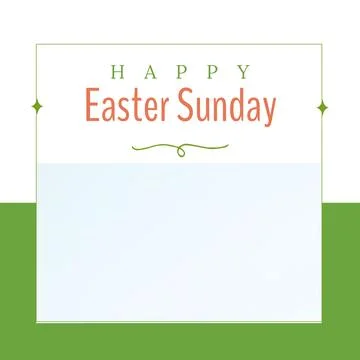 Composition of happy easter sunday text on green and white background with copy 스톡 일러스트