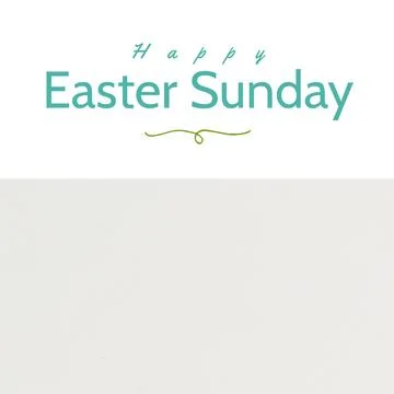 Composition of happy easter sunday text on grey background with copy space Illustrazione stock