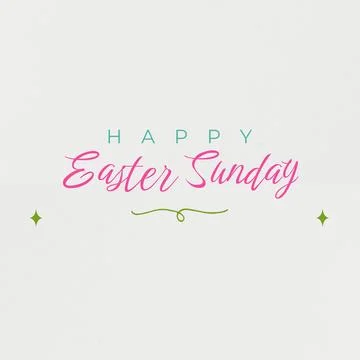 Composition of happy easter sunday text on grey background with copy space Illustrazione stock