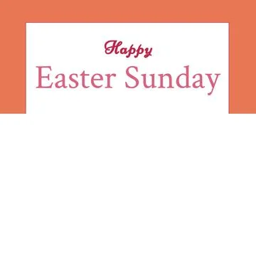 Composition of happy easter sunday text on orange and white background with copy Stock Illustration