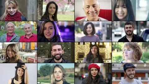 Composition of happy smiling people.  Video stock 116547498