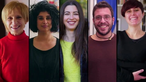 Composition of happy smiling people Stock Footage 168749931