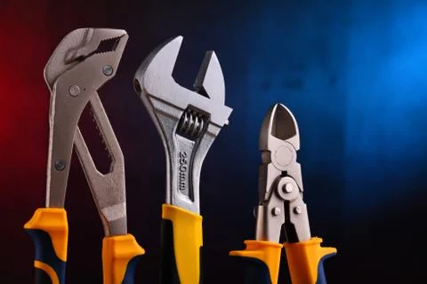 Composition with hardware tools. Do it yourself toolkit Foto stock