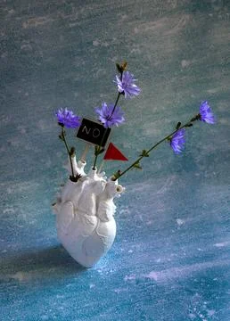 Composition with heart and board Stock Photos