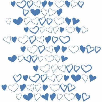 Composition of hearts in blue, imitation of an ink pen. Love code. Hearts with a Stock Illustration