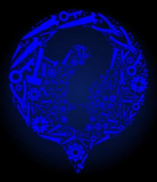 Composition Help Balloon of Industrial Tools in Blue Colors 스톡 일러스트