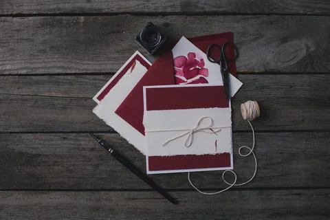 Composition of holiday invitations Stock Photos