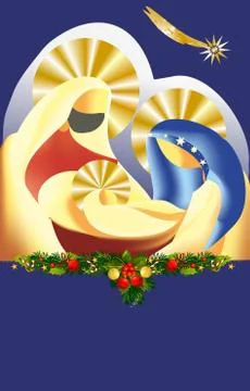 Composition with a holy family Stock Illustration