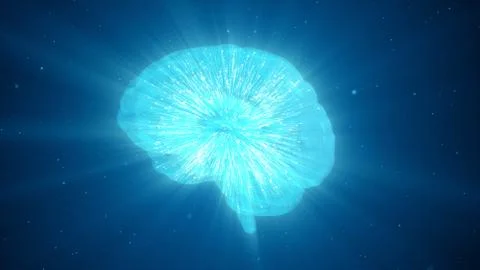 Composition of human brain wire-frame and fractal elements with metaphorical  Stock Photos