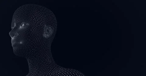 Composition of human bust formed with binary coding on black background Stockillustratie